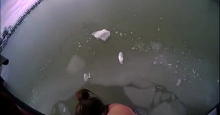 WATCH Woman Rescued From Icy Waters In Harrison Township CBS Detroit(01)