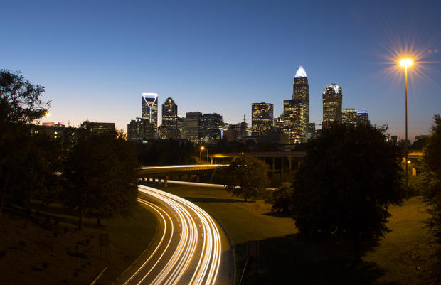 Charlotte North Carolina skyline at night 