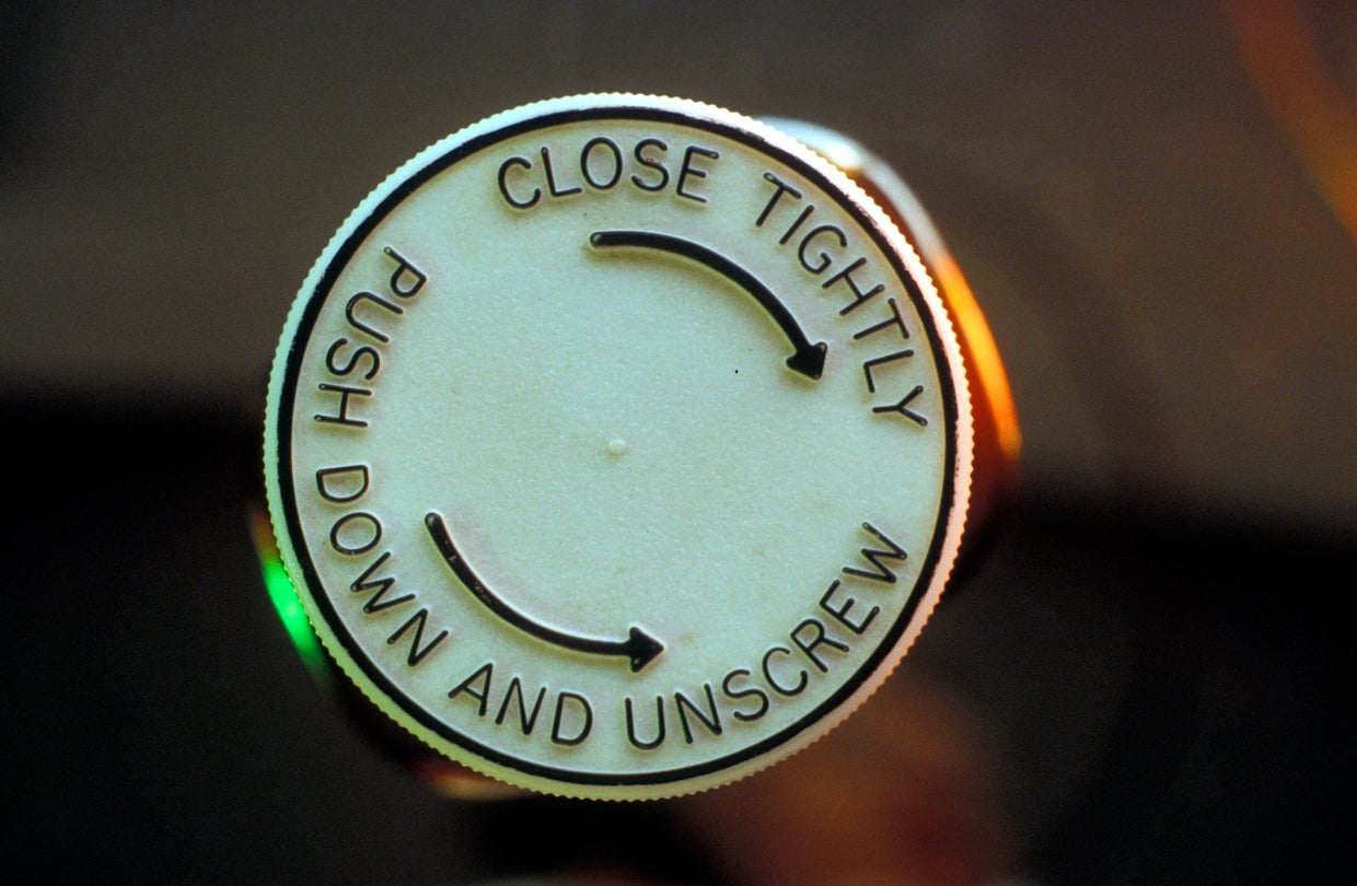 Child safe top on paracetamol tablets bottle.