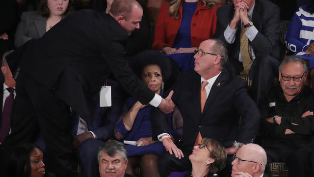 Fred Guttenberg, father of Parkland school shooting victim Jaime Guttenberg, is ejected after shouting during U.S. President Donald Trump's State of the Union address 