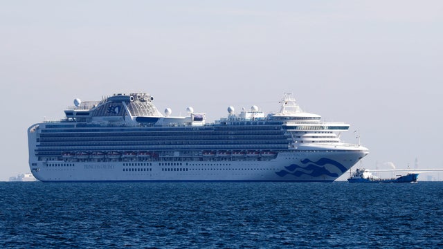 Cruise ship Diamond Princess is seen anchored off the Yokohama Port, after ten people on the cruise liner have tested positive for coronavirus in Yokohama 