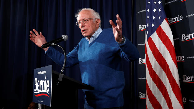 Democratic U.S. presidential candidate Senator Bernie Sanders speaks at a news conference in Manchester 