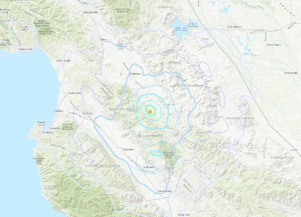 Salinas 4.0 - usgs earthquake map 