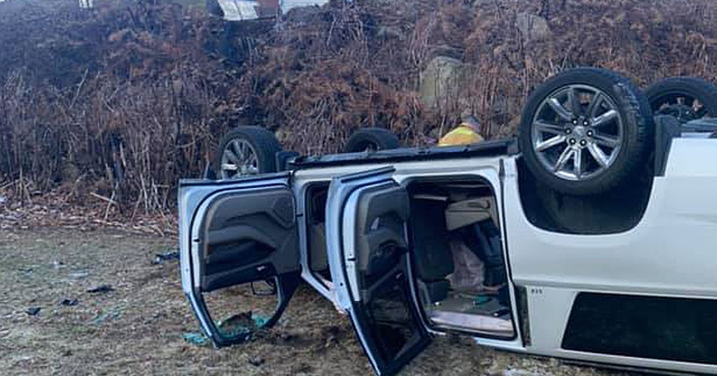 Car Rolls Over Embankment After Crash In Dunkin' DriveThru Lane, 3