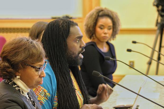 Hair Discrimination (Hashim Coates testifies with Senator Rhonda Fields (D-Aurora) and Erica Cobb from Daily Blast Live) 
