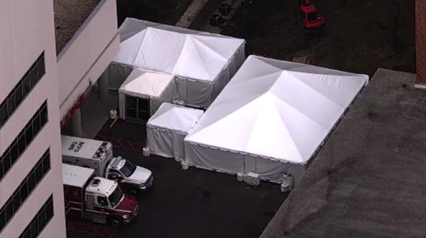 coronavirus covid 19 tents sinai hospital 