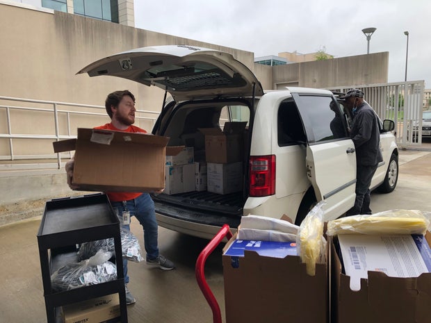 Loading van to send medical supplies to local hospital 