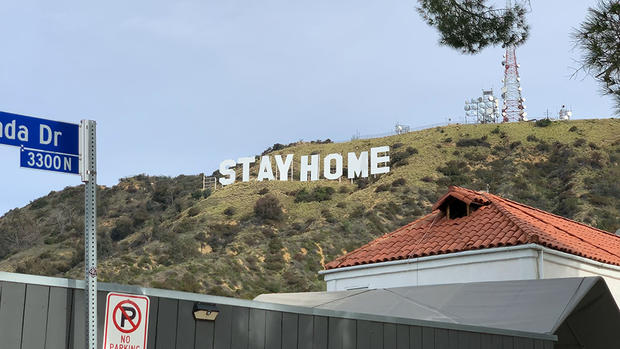 VFX "Stay Home" Hollywood sign 