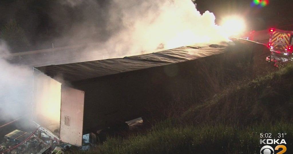 Tractor Trailer Hauling Paper Towels Catches Fire On I-70 - CBS Pittsburgh