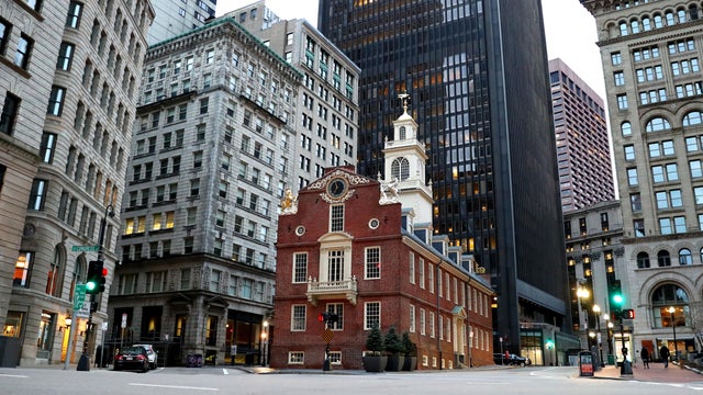 Massachusetts Governor Charlie Baker listens at a press conference announcing the postponement of the Boston Marathon due to the coronavirus outbreak in the U.S. on March 13, 2020, in Boston. 