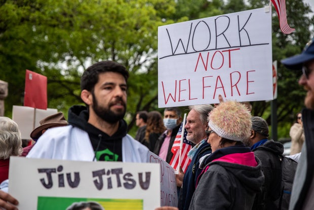 Demonstrators Protests At Texas State Capitol Against Governor's Stay At Home Order 