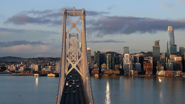 San Francisco Skyline and Bay Bridge Towers 