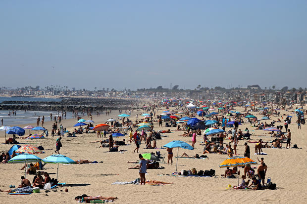 Orange County Beaches In Southern California Remain Open During Coronavirus Lockdown 