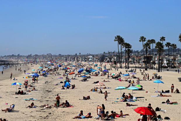 Orange County Beaches In Southern California Remain Open During Coronavirus Lockdown 