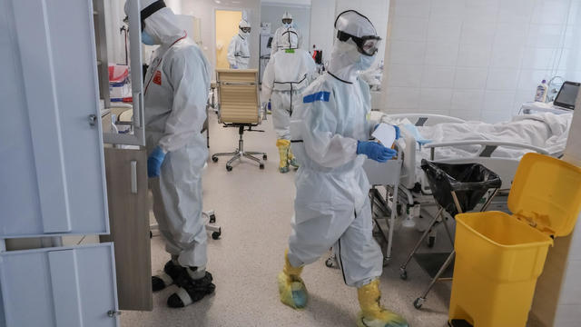 Medical specialists work in the Intensive Care Unit (ICU) for coronavirus disease (COVID-19) patients at a hospital in Moscow 