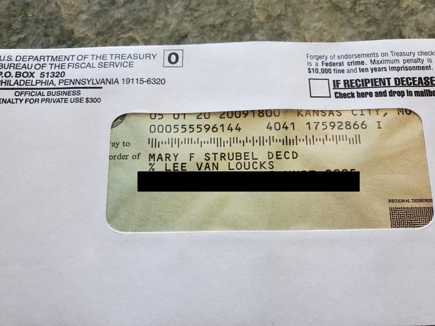 picture of redacted irs check 