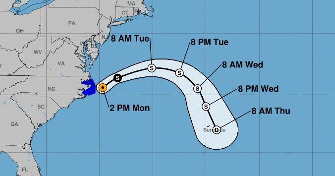 Tropical Storm Arthur dumps heavy rain on North Carolina's coast - CBS News
