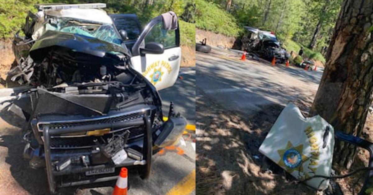 Crash Leaves CHP Patrol Car Mangled On Highway 88 In Amador County ...