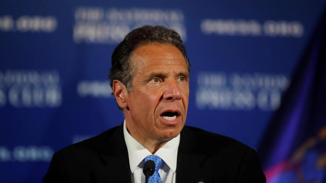 New York Governor Andrew Cuomo speaks to reporters after meeting with President Trump in Washington 