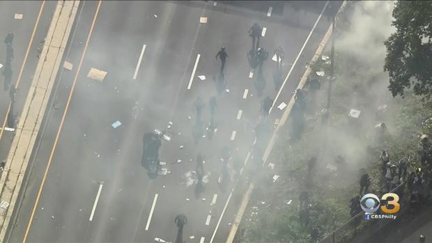 police tear gas protesters 