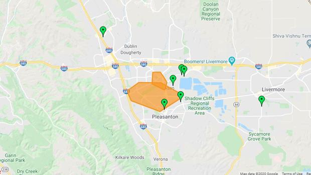 outage pleasanton map pg and e 6.23 