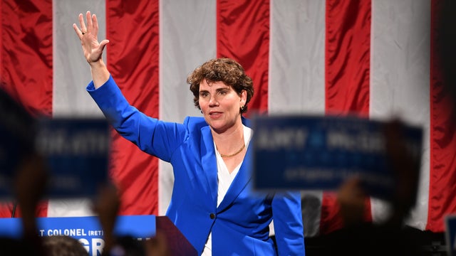 Amy McGrath addresses supporters during her election night event at the EKU Center for the Arts on November 6, 2018, in Richmond, Kentucky. 