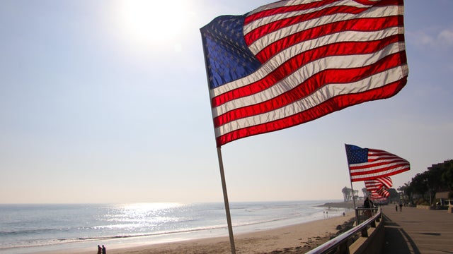 U.S. Flags on the Beach 