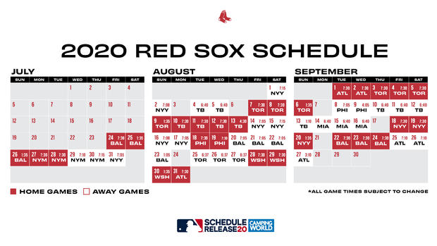 Boston Red Sox 2020 Schedule 