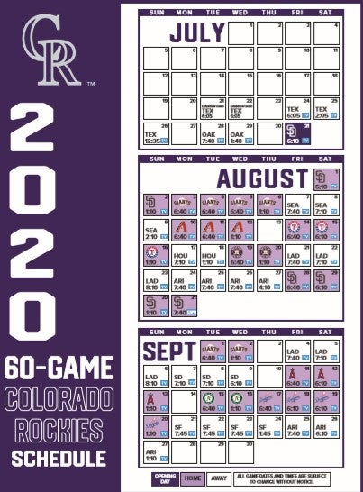 colorado rockies 2020 schedule