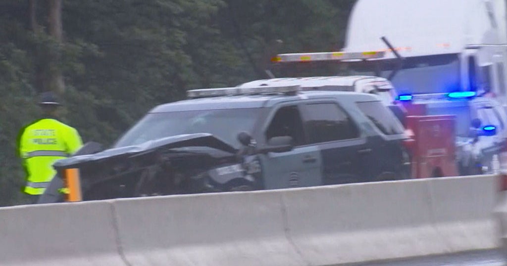 State Police Trooper Injured In 4-Car Crash On Mass Pike - CBS Boston