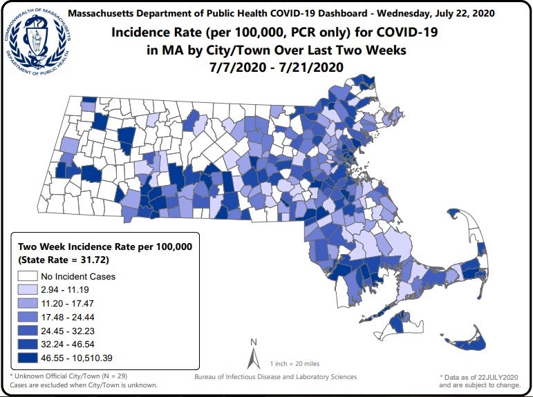 See TownByTown Coronavirus Numbers For Massachusetts Over The Last 14