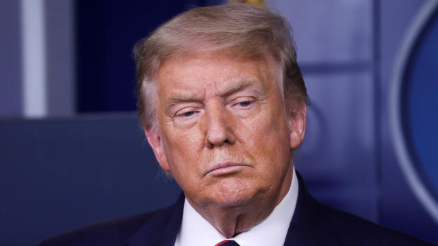 President Trump listens to questions during a coronavirus news briefing at the White House in Washington July 21, 2020. 