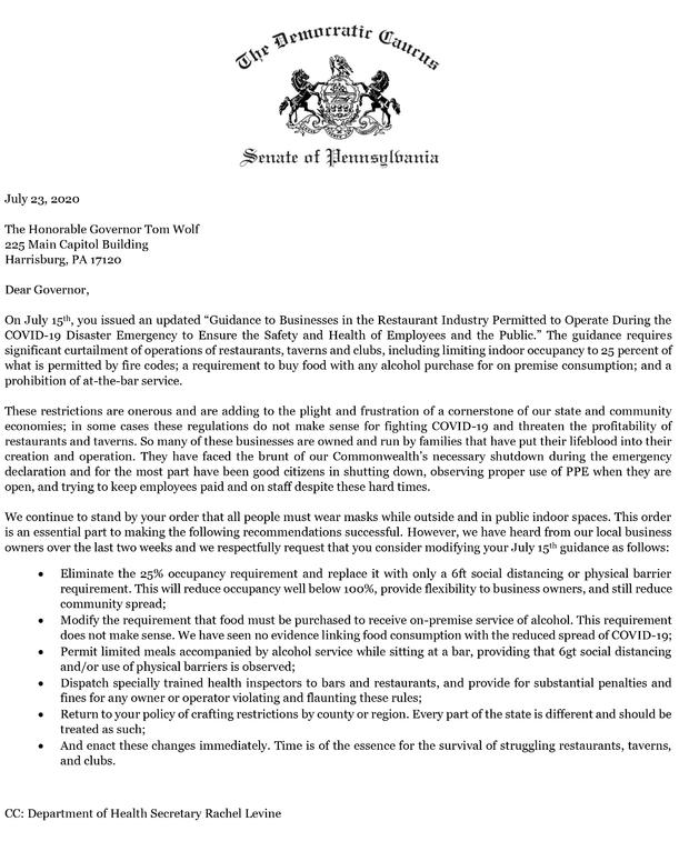 ACSDCD letter to Gov re restaurants and taverns. 7.23.2020-1 