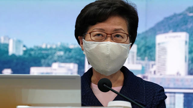 Hong Kong Chief Executive Carrie Lam, wearing a face mask following the coronavirus disease (COVID-19) outbreak, attends a news conference in Hong Kong 