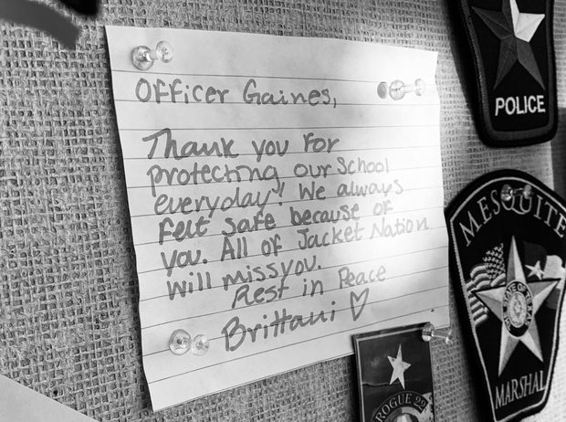 Notes from students at Tracy Gaines' vigil 