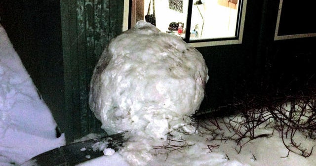 Giant snowball damages college dorm - CBS News