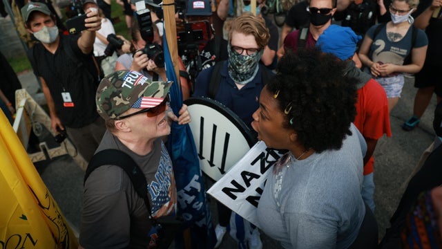 Far Right Groups Hold Rally Over Stone Mountain's Confederate Memorial, As Anti-Racist Activists Counter Protest 