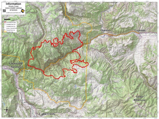 grizzly creek fire map aug 16