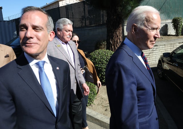 Mayor Eric Garcetti Joins Joe Biden At Los Angeles Campaign Event 