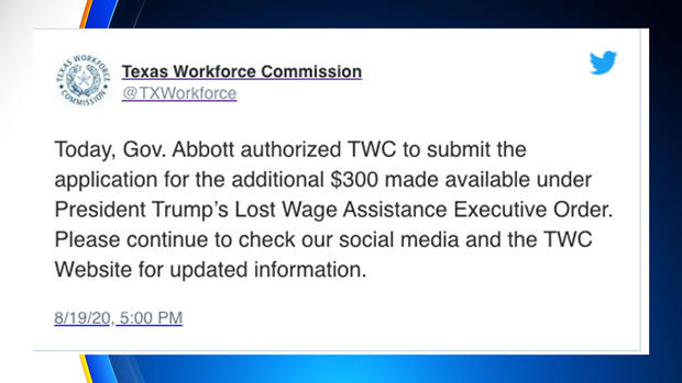 Texas Workforce Commission deleted tweet 