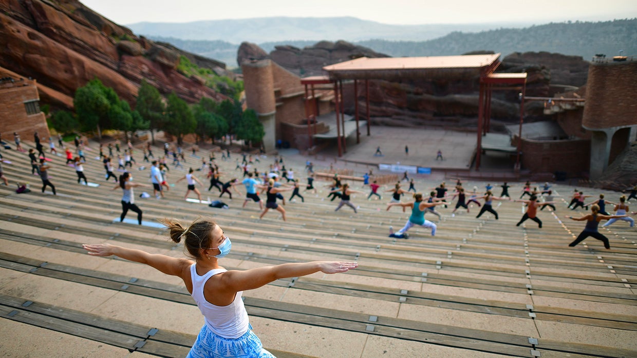 Socially Distanced Yoga On The Rocks At Red Rocks Amphitheatre