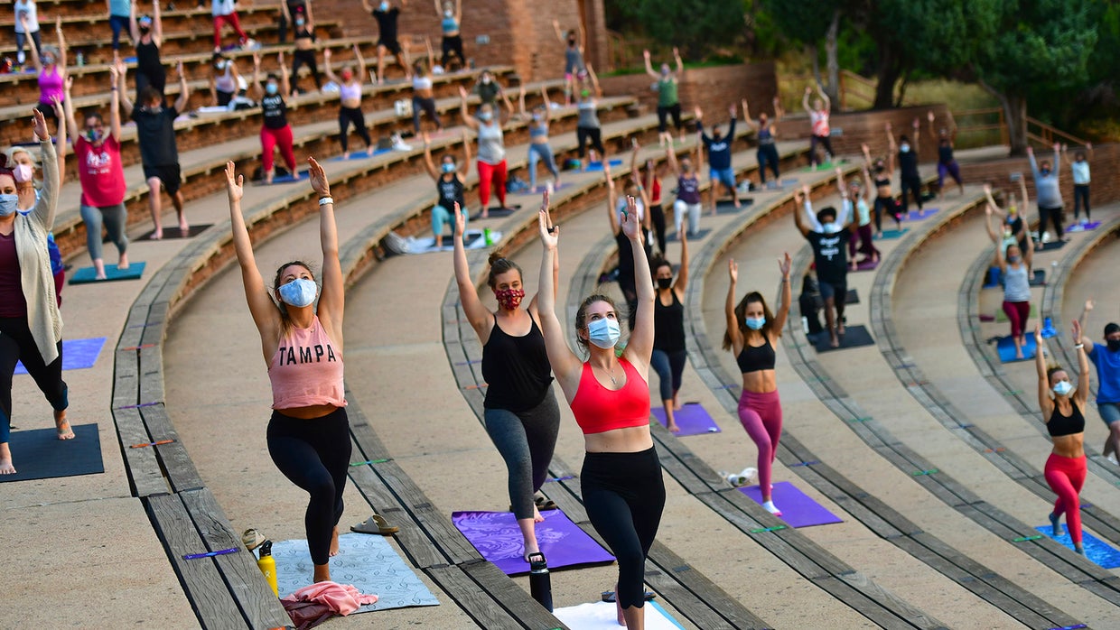 Socially Distanced Yoga On The Rocks At Red Rocks Amphitheatre