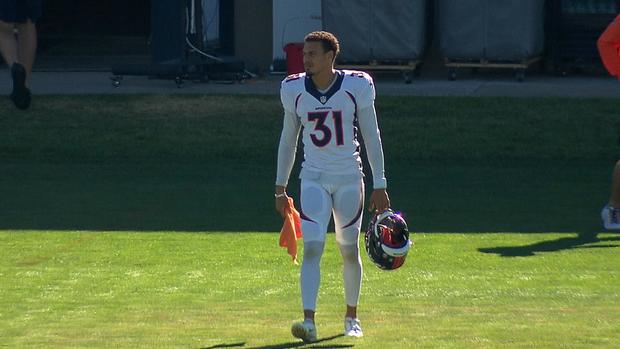 Justin Simmons at Broncos practice in September 2020 