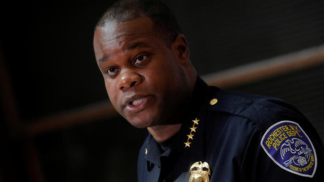 Rochester Police Chief, La'Ron Singletary speaks during a news conference in Rochester, New York 