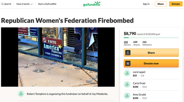 republican womens federation firebomb gofundme 