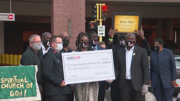 George Floyd's Family Presents Check To Salvation Army 