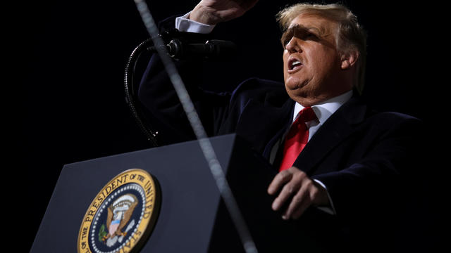 U.S. President Donald Trump campaigns at Toledo Express Airport in Swanton, Ohio 