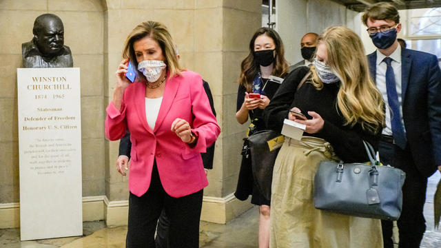 Speaker of the House Nancy Pelosi walks into her offices at the U.S Capitol 