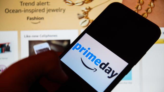 In this photo illustration an Amazon Prime day logo seen 