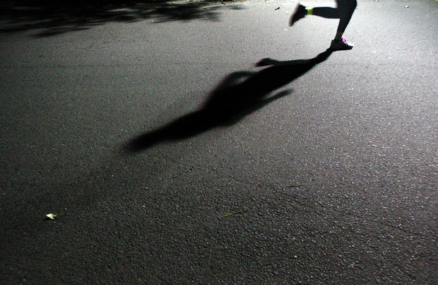 Night jogger alone 